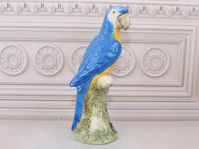 Ceramic Parrot Figurine, Hand-Painted Decorative Sculpture
