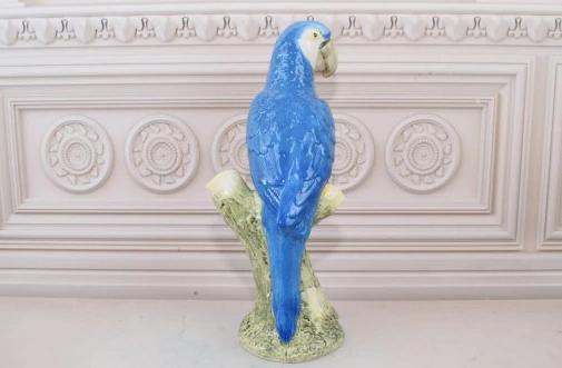 Ceramic Parrot Figurine, Hand-Painted Decorative Sculpture