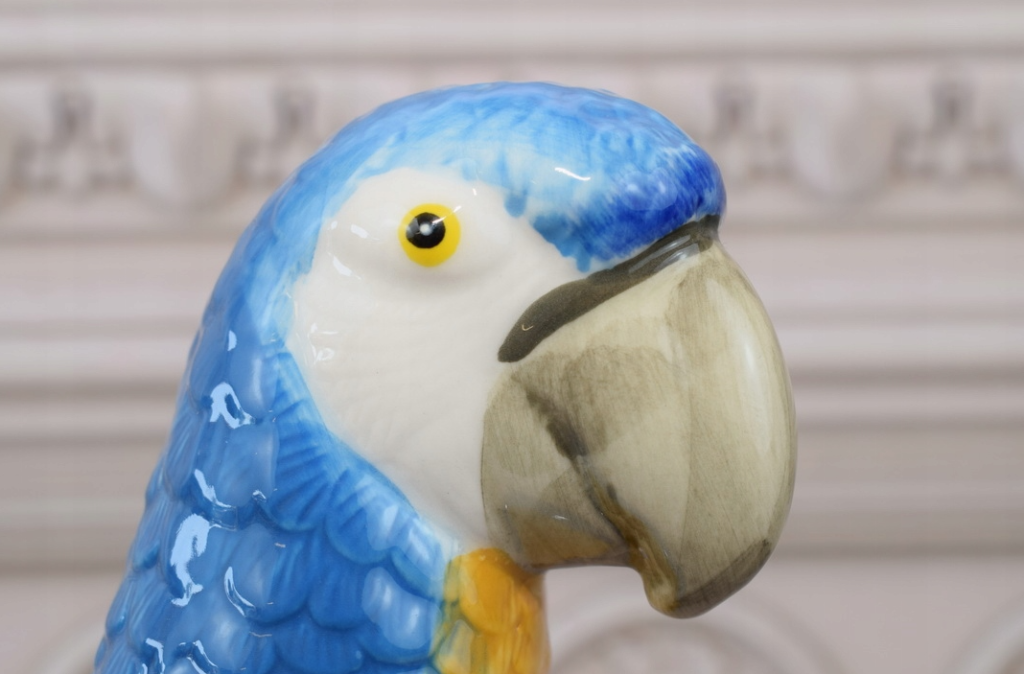 Ceramic Parrot Figurine, Hand-Painted Decorative Sculpture